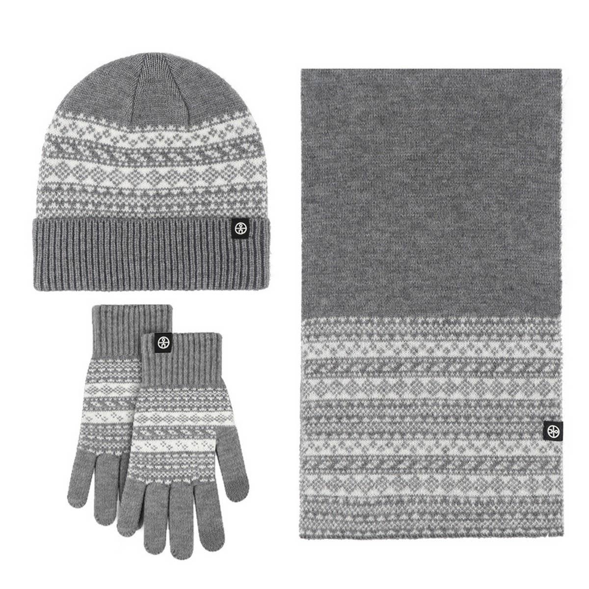 KNITTED GLOVES SCARF HAT WOOL THREE PIECE SET_CWMM2778