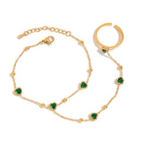 EMERALD HEART ZIRCON HAND CHAIN FOR WOMEN_CWAJE4788