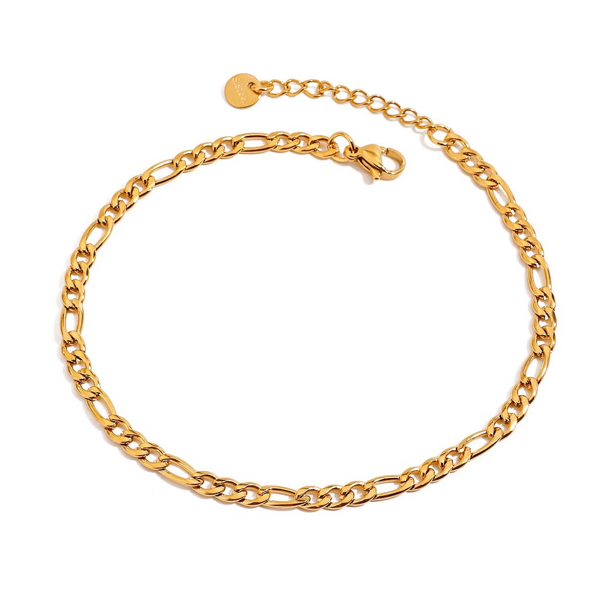 18K GOLD FIGARO CHAIN ANKLET STAINLESS STEEL_CWAJE4754