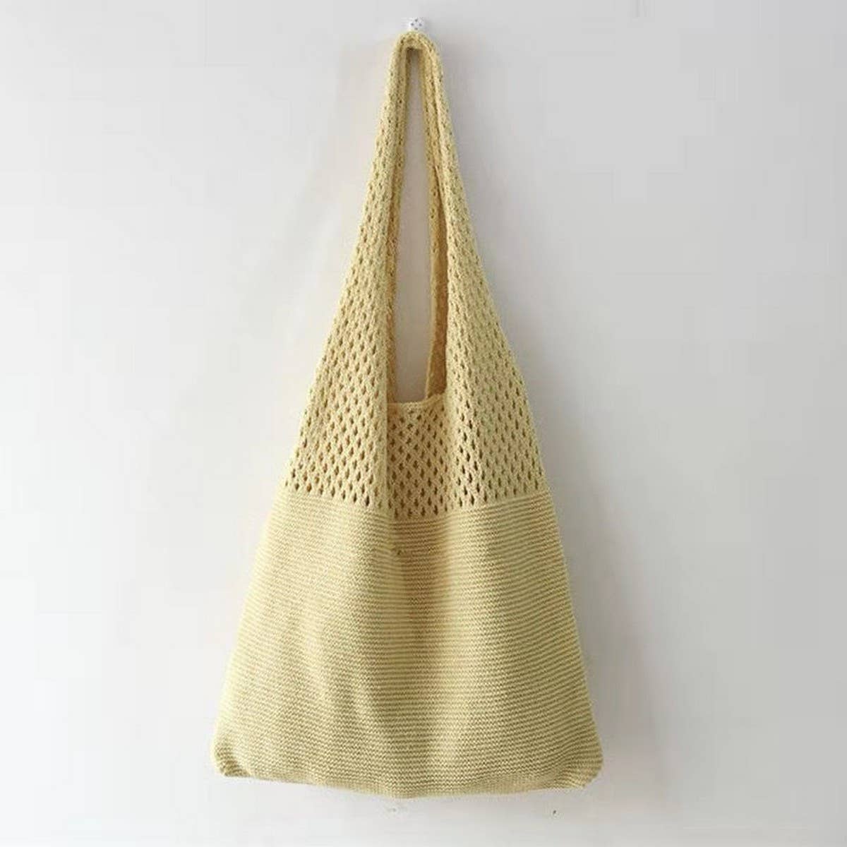 Cwab4568_Hollow Knit Large Capacity Shoulder Tote Bag