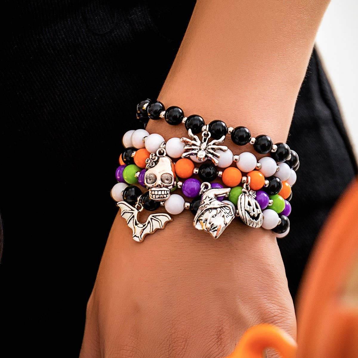NEW SKULL PUMPKIN COLOR BRACELET SET_CWAJE1486
