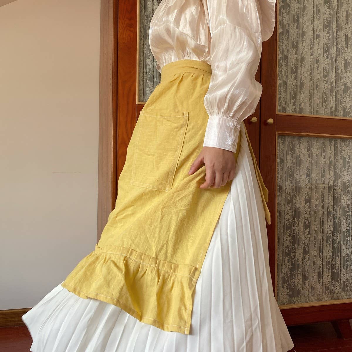 SOLID COLOR BAMBOO JOINT PURE COTTON CUTE APRON_CWMM5803