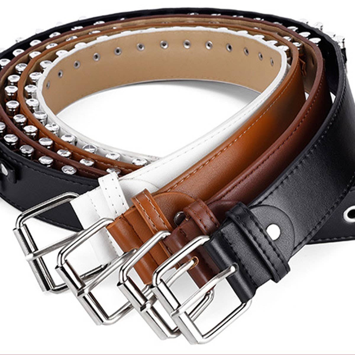 BULLET HEAD OBI PUNK STYLE LADIES PERSONALITY BELT_CWMM0763