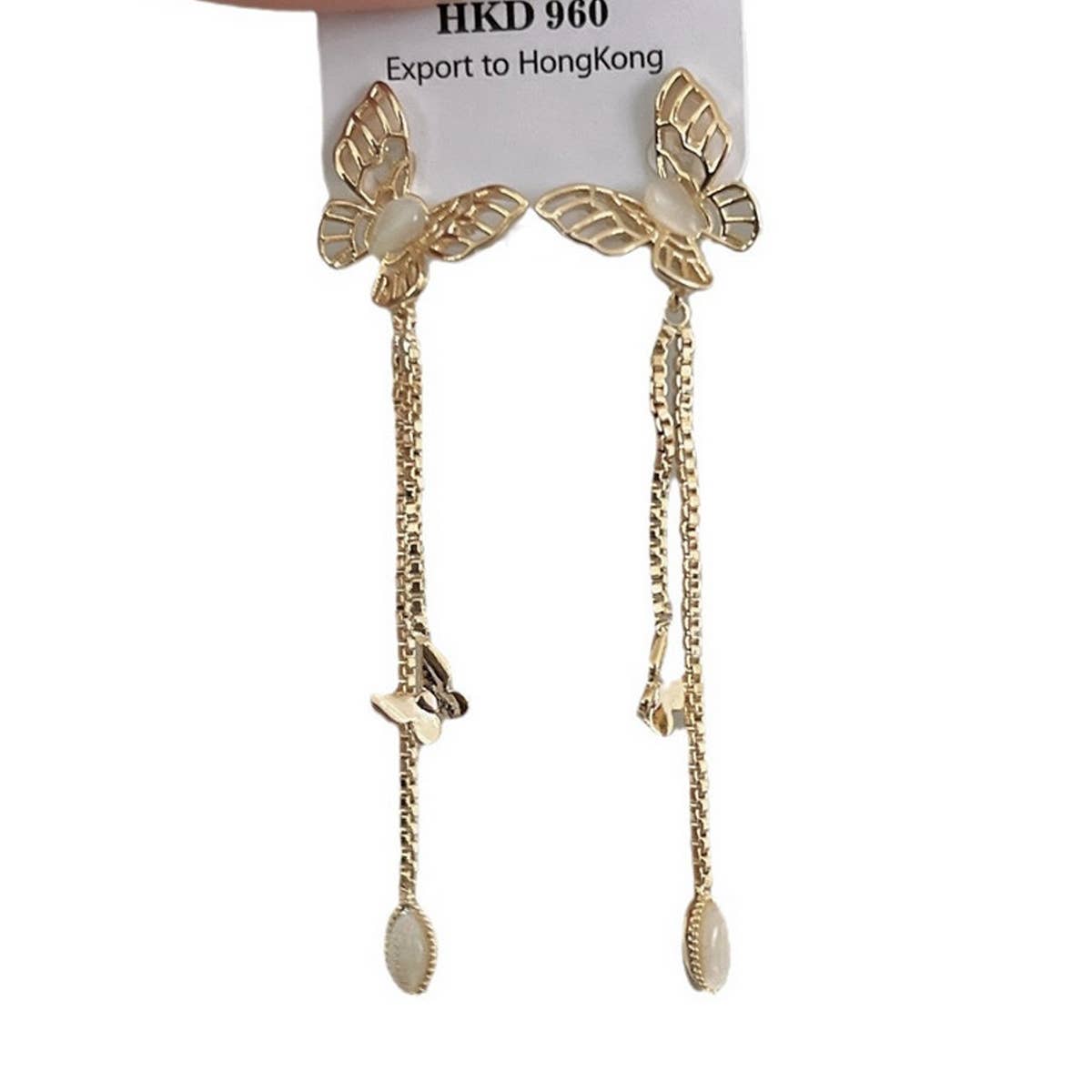 HOLLOW CATS EYE BUTTERFLY PENDANT STUD EARRINGS_CWAJE1328