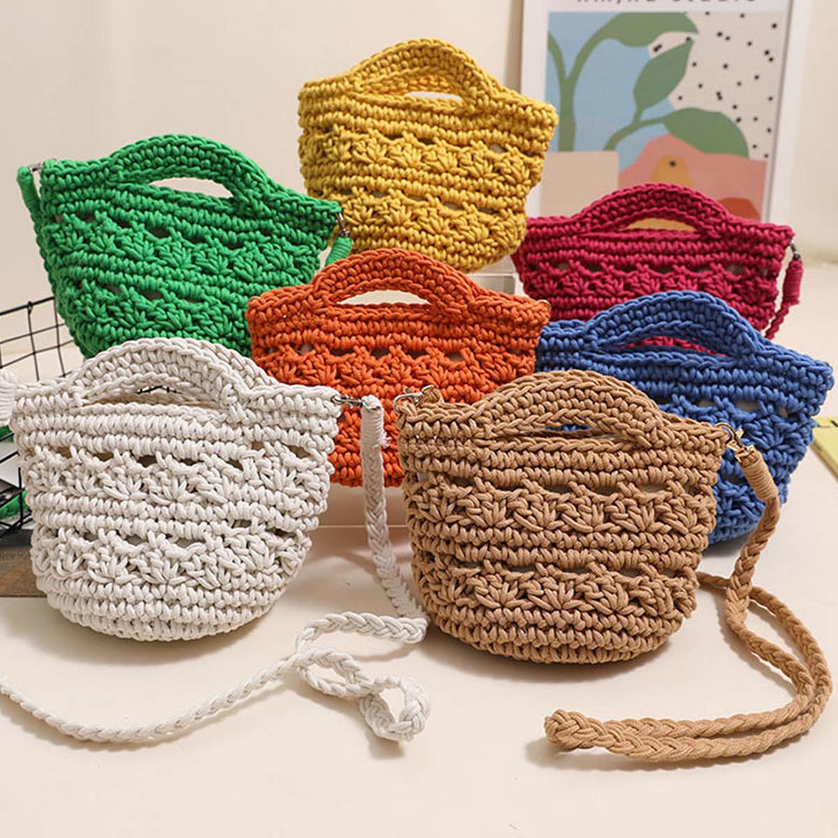 CROSSBODY HOLLOW COTTON WOVEN BAG BEACH BAG_CWAB1860