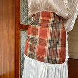 PLAID HALF LENGTH COTTON LACE APRON_CWMM5837