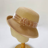 SUMMER FASHION PLEATED RIBBON STRAW HAT_CWAH3480