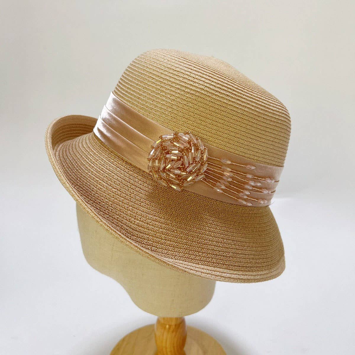 SUMMER FASHION PLEATED RIBBON STRAW HAT_CWAH3480
