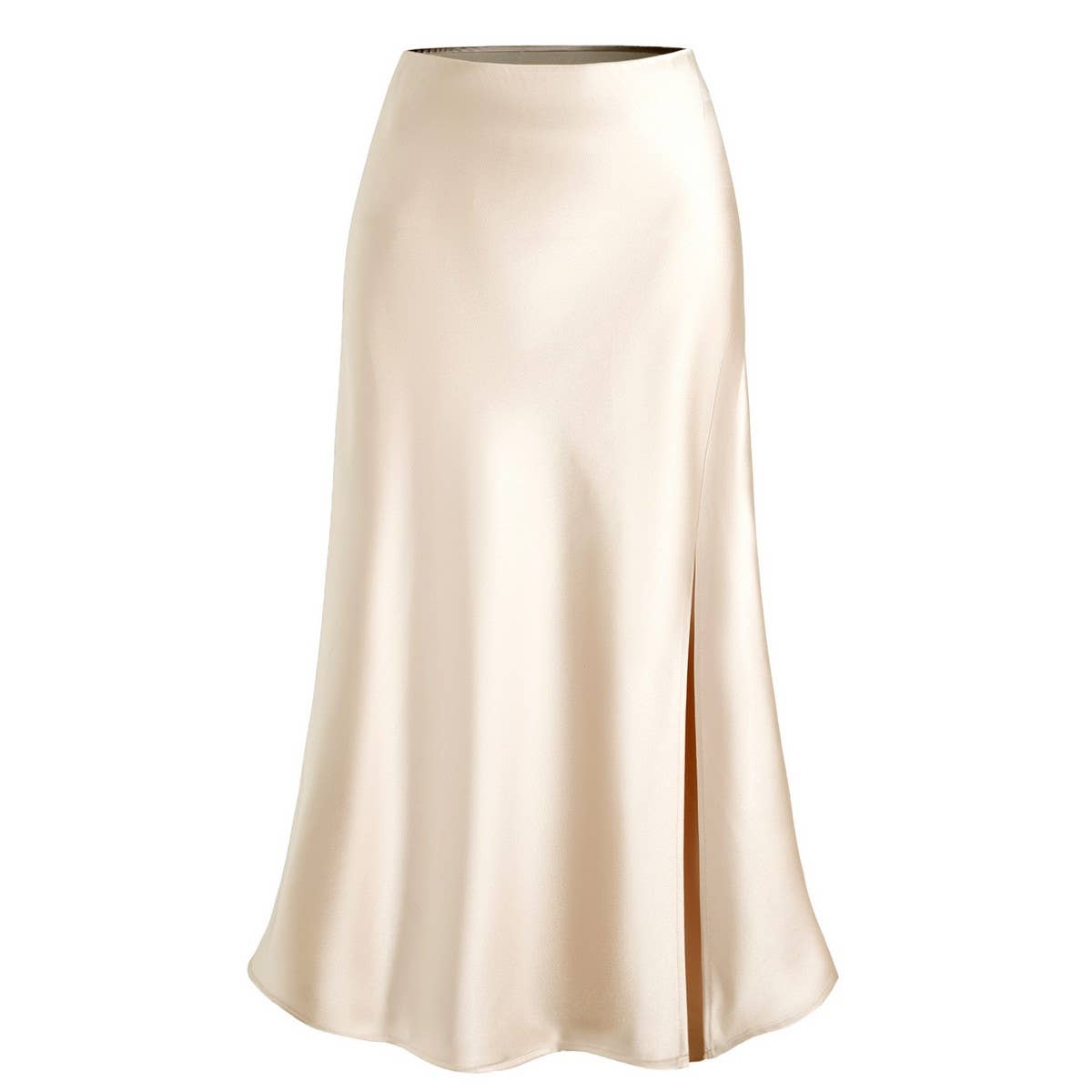 SATIN SKIRT HIGH WAIST ELASTIC SLANTED LONG SKIRT_CWBSS0387