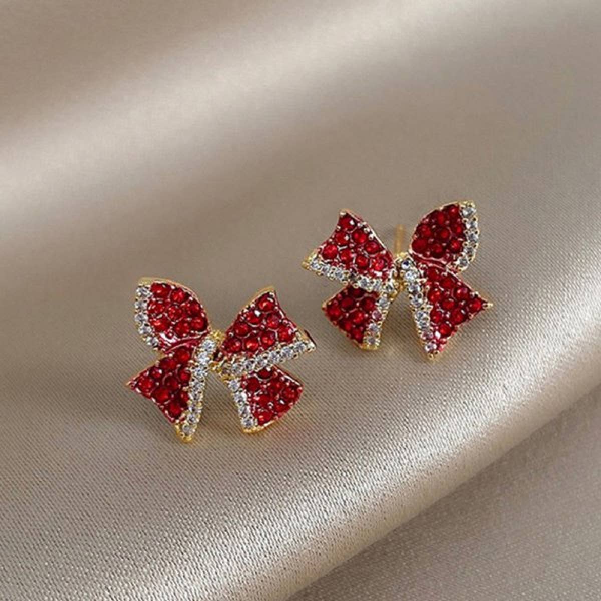 CHRISTMAS BOW RED SERIES EARRINGS_CWAJE2389