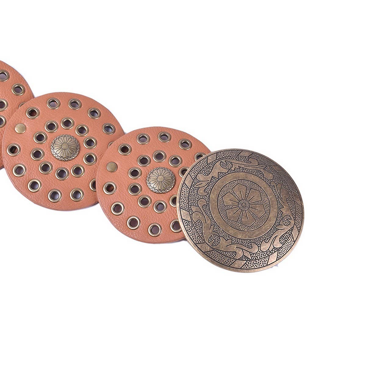 NEW RETRO FASHION RIVET EYELET DISC BELT_CWABE0488