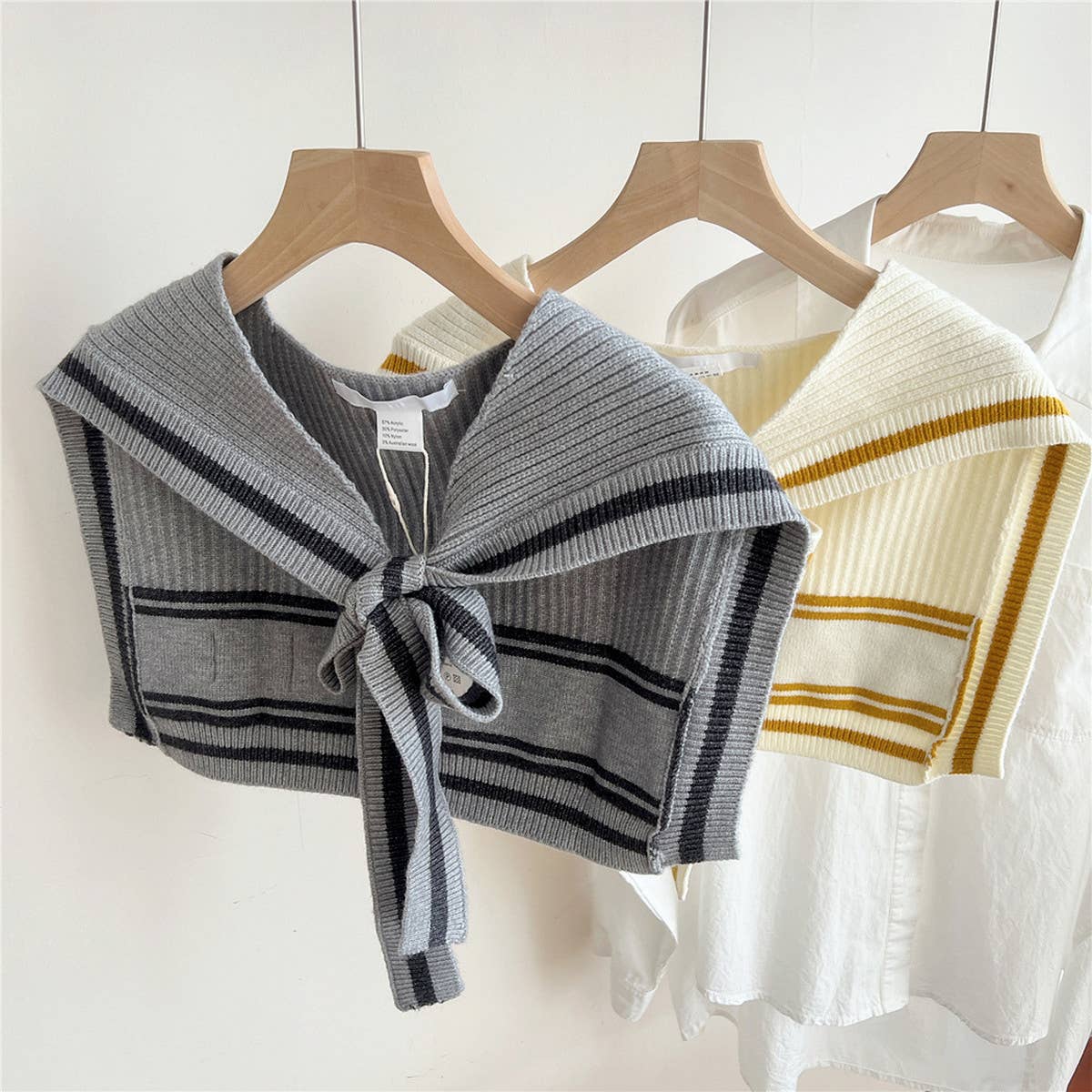 KNIT KNOT SHAWL STRIPED COLLAR WRAP FOR WOMEN_CWASC0848
