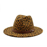 LEOPARD PRINT WOOLEN HAT JAZZ WIDE BRIM HAT_CWAH2547