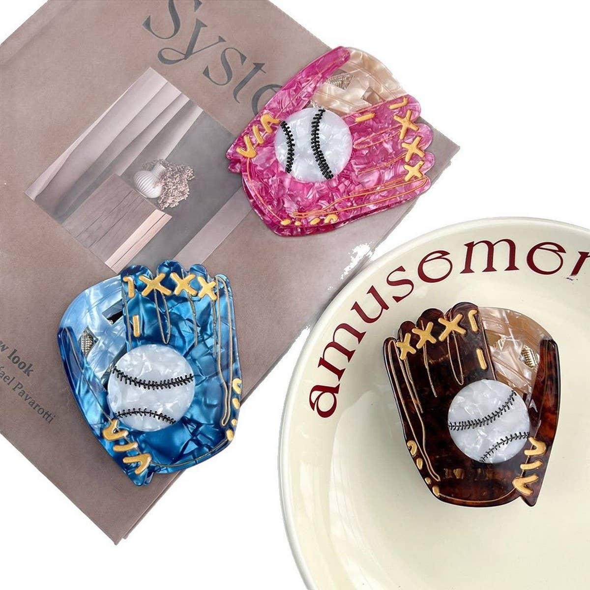 CREATIVE BASEBALL ACETATE CLAW CLIP CUTE FUN_CWAHA5832