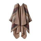 DOUBLE SIDED PLAID FAUX CASHMERE SHAWL CAPE_CWASC2135