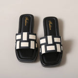 CHECKERBOARD PATTERN SUMMER SANDAL SLIPPERS_CWSHS0673