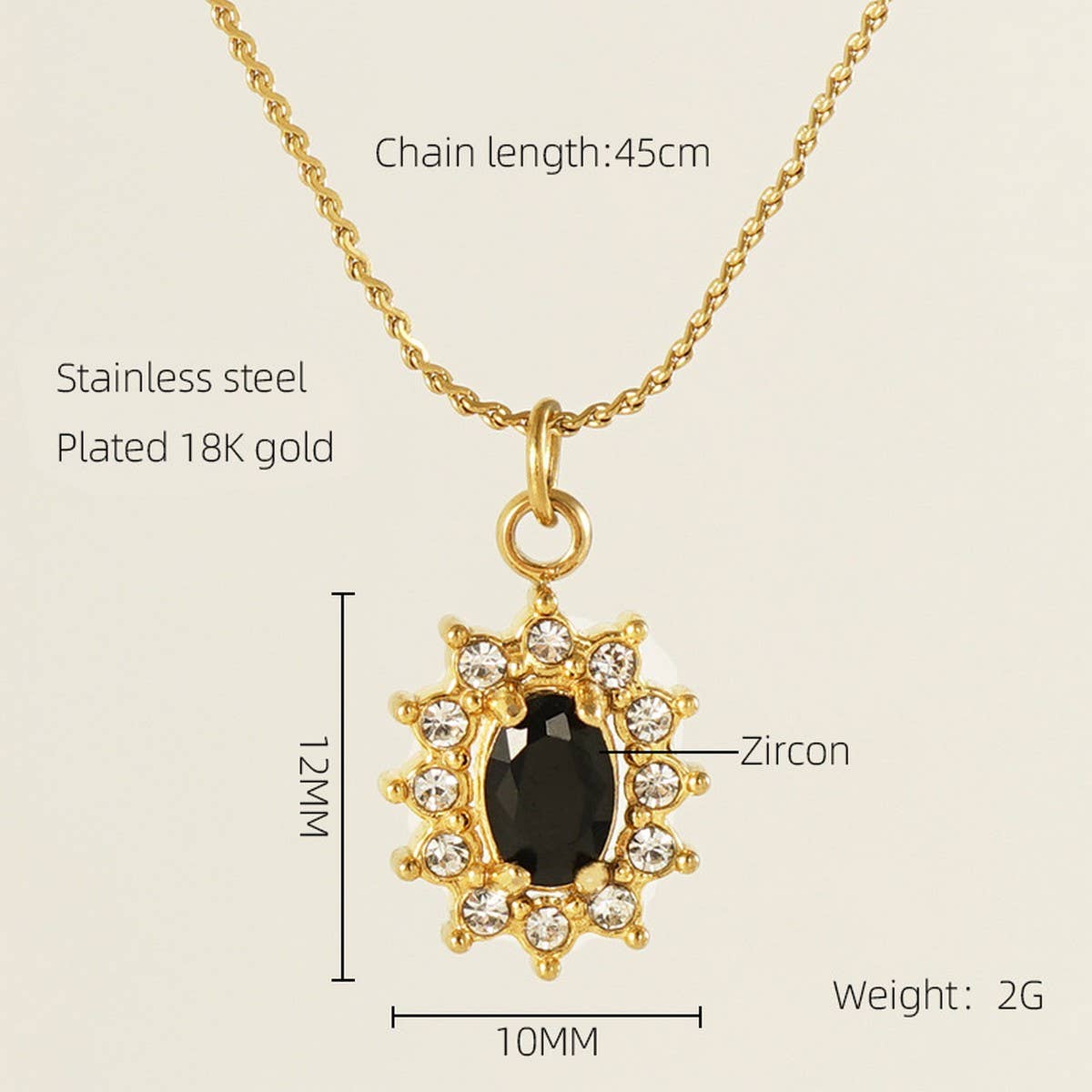 STAINLESS STEEL ZIRCON HEART PENDANT NECKLACE_CWAJE0682