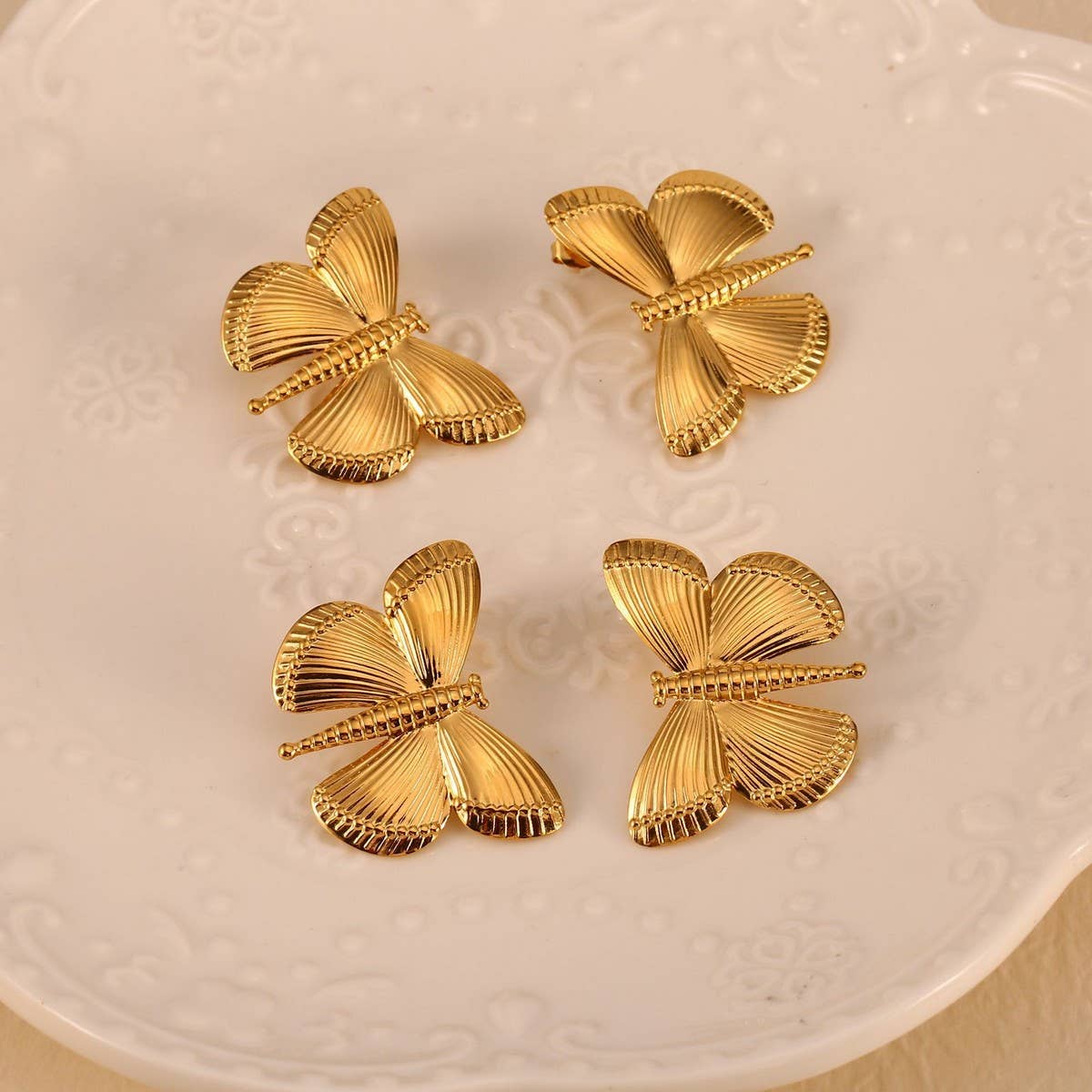 ORIGINAL 18K STEEL DRAGONFLY EARRINGS MINIMALIST_CWMM8899