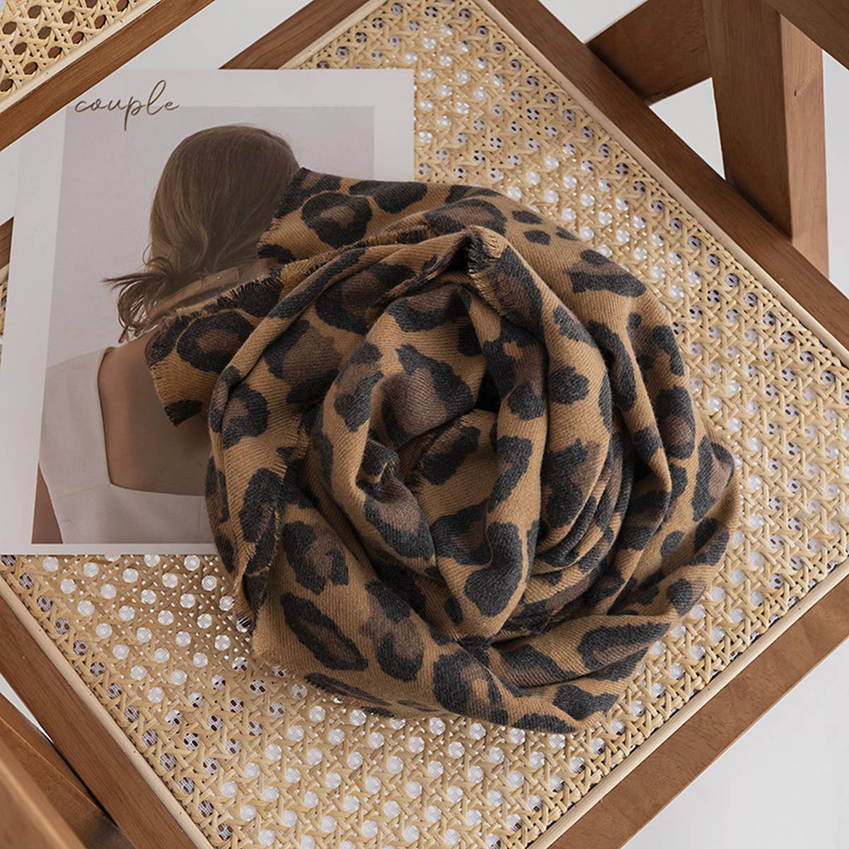 LEOPARD PRINT SCARF SOFT TASSEL WRAP FOR WOMEN_CWASC0999