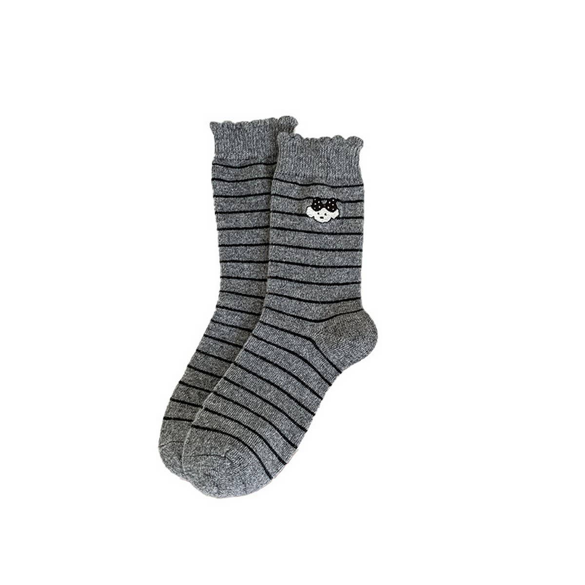 Cute Puppy Wool Slouchy Crew Socks Ins_Cwms03361