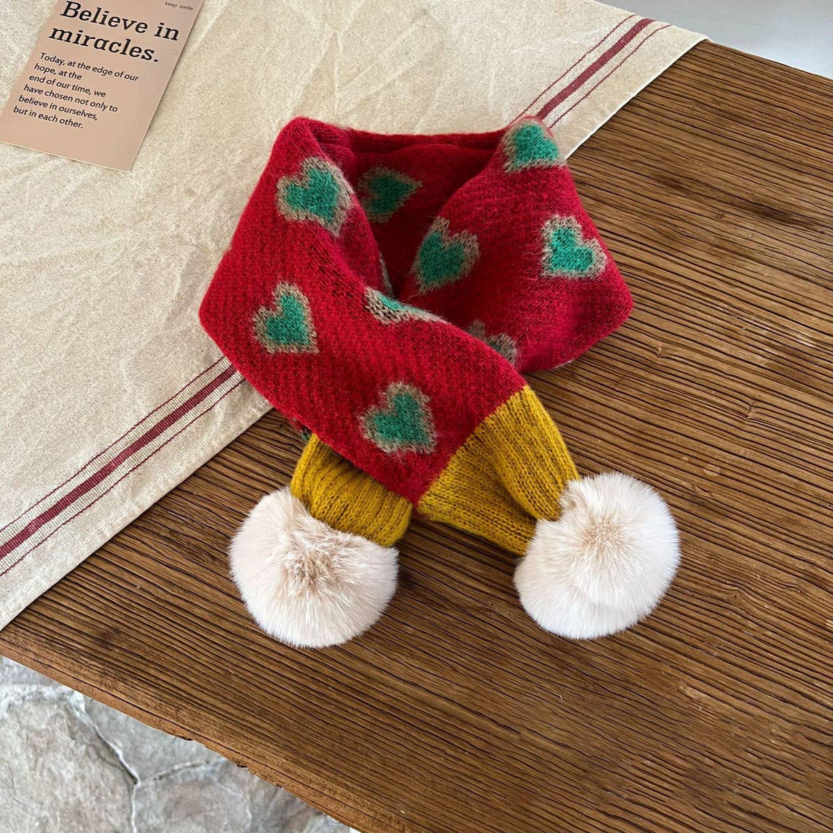 INS JACQUARD HEART KNIT SCARF FOR KIDS WINTER_CWASC2087