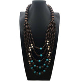 BOHEMIAN WOOD BEAD IMITATION TURQUOISE NECKLACE_CWMM4862