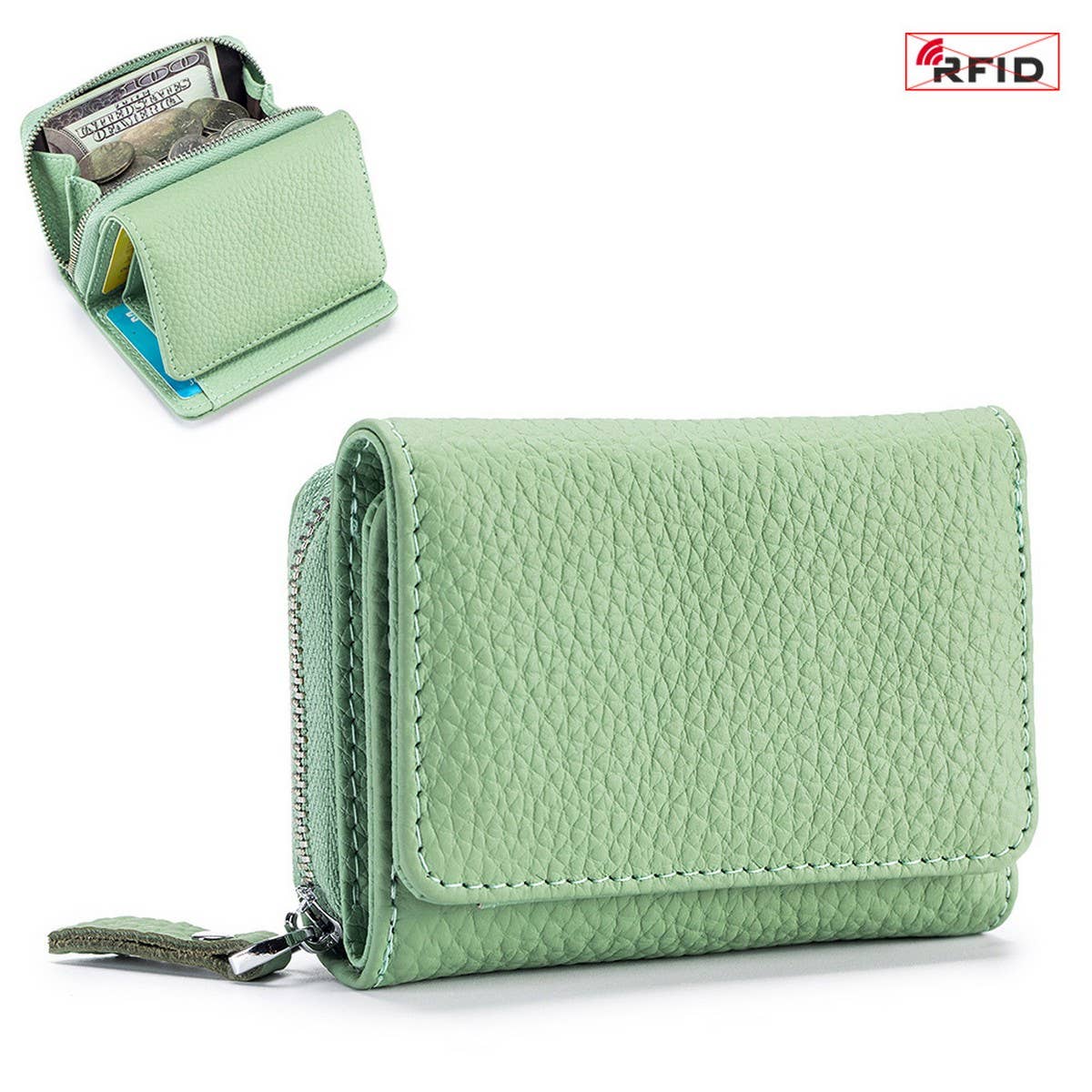 SMALL TRIFOLD MINI LEATHER LARGE CAPACITY WALLET_CWAB3787