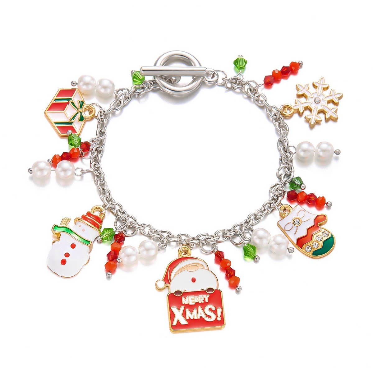 Cwaje2512_Santa Claus Rice Bead Pendant Bracelet