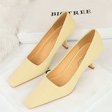 Women Solid Color Shallow Pointed Toe High Heels