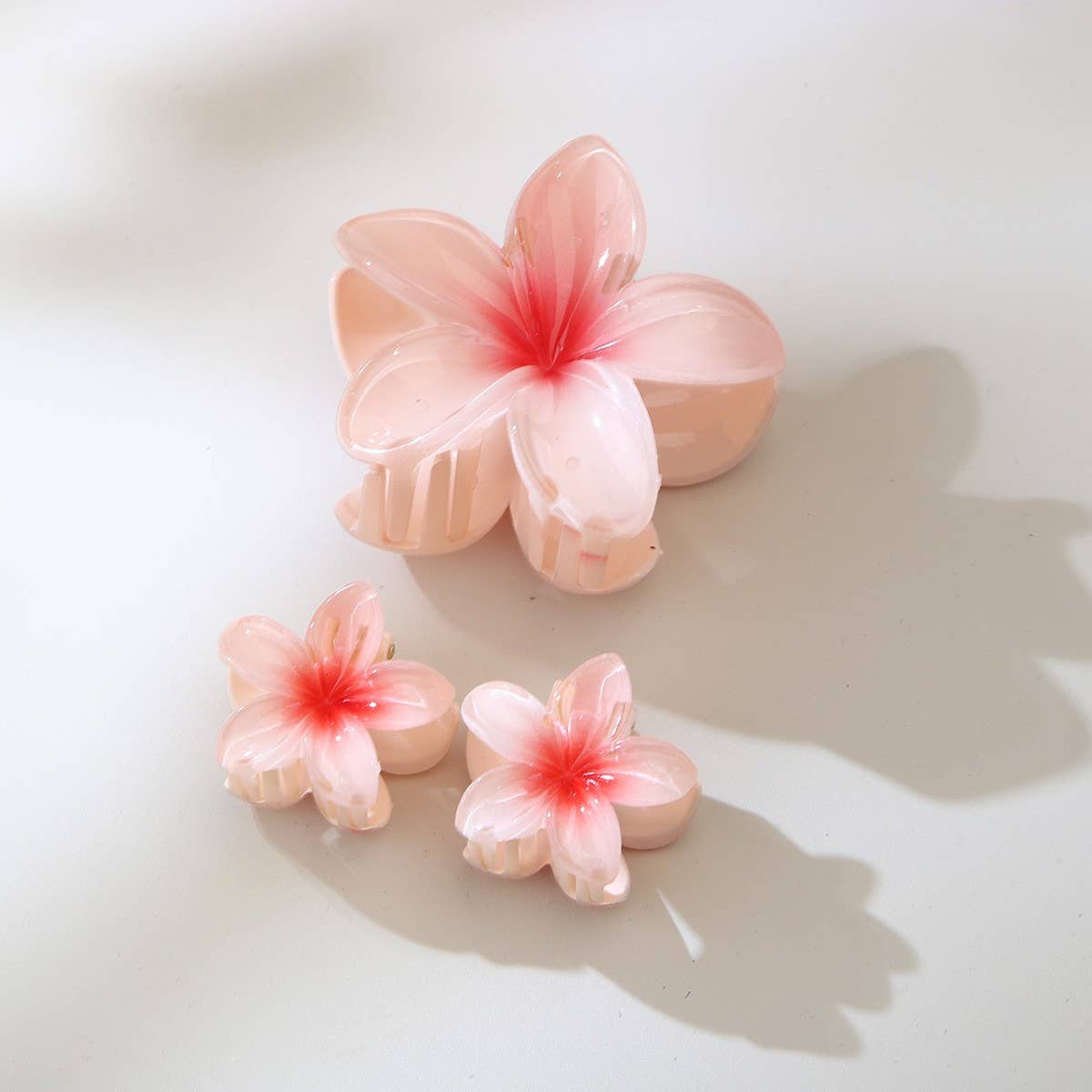 Cwaha07410_Plumeria Flower Hair Claw Clip Set Of 3