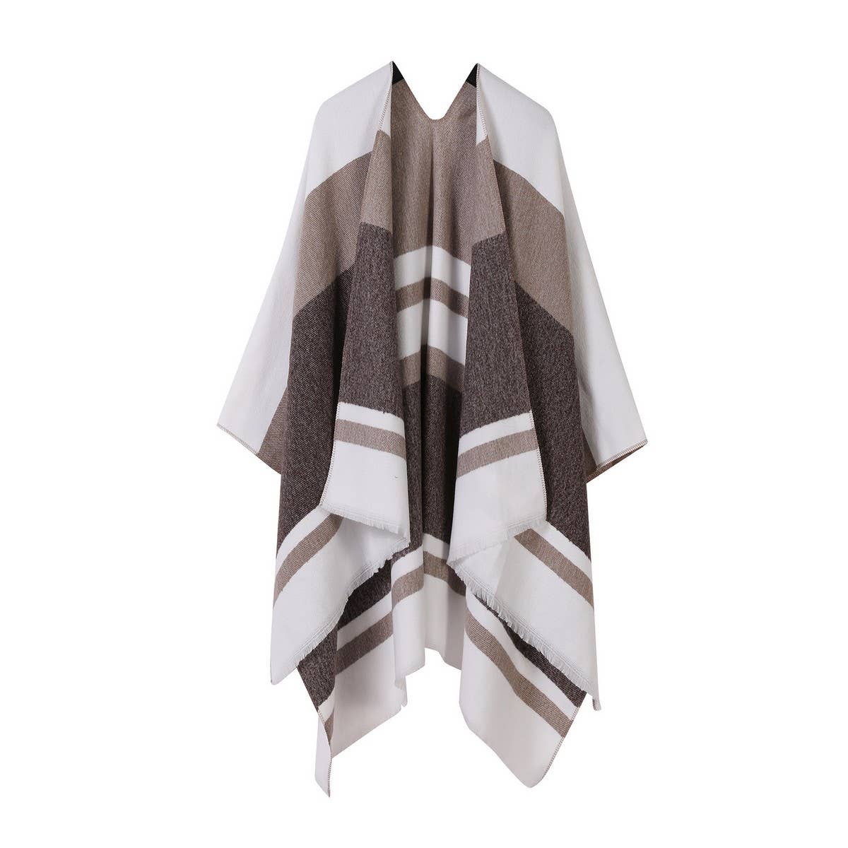 COLORBLOCKED AND BARRED CAPE WITH OUTER CAPE_CWASC2165