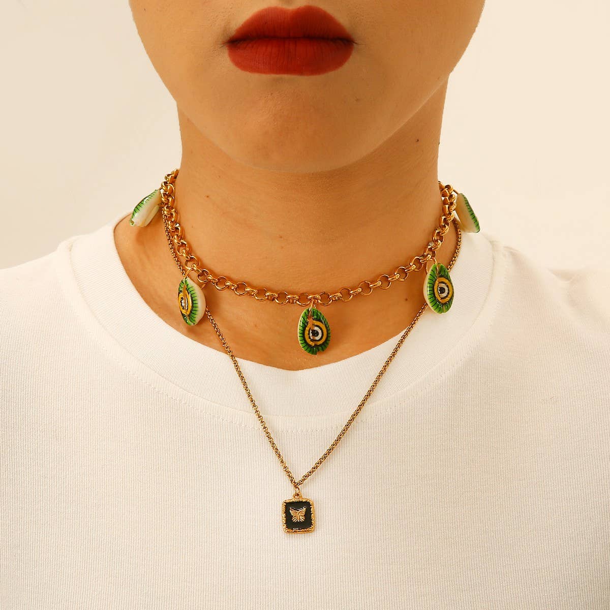 ORIGINAL STEEL NECKLACE WITH OCEAN PENDANT _CWMM8858