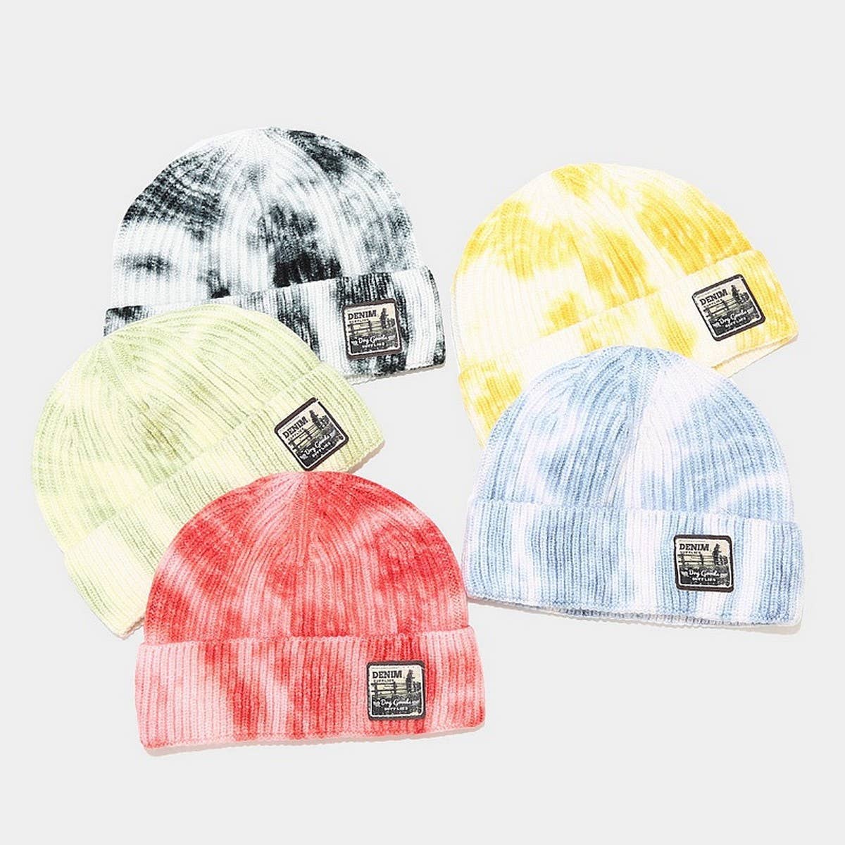 LABEL TIE DYED MELON SHAPED HAT KNITTED HAT_CWAH2076