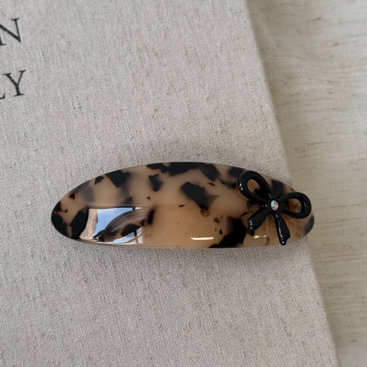 Acetate Bow Oval Spring Hair Clip Elegant_Cwaha07974