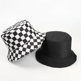 Cwah1522_Stylish Plaid Reversible Shade Bucket Hat
