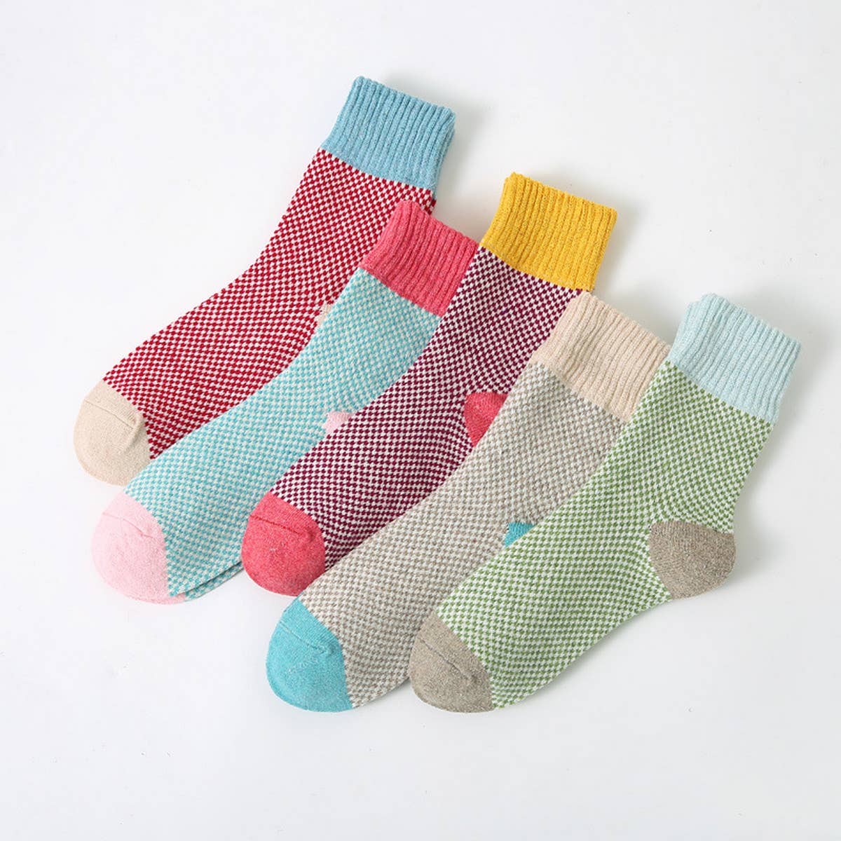 5PR SET RETRO ETHNIC STYLE SOCKS FOR MEN WINTER_CWMS0680