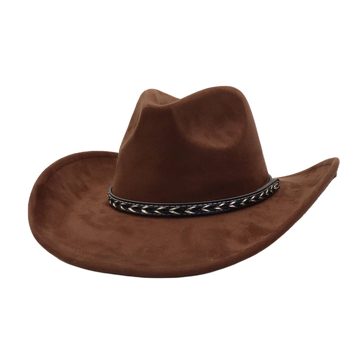 Unisex Western Suede Cowboy Fedorahat Ethnic Style_Cwah04398