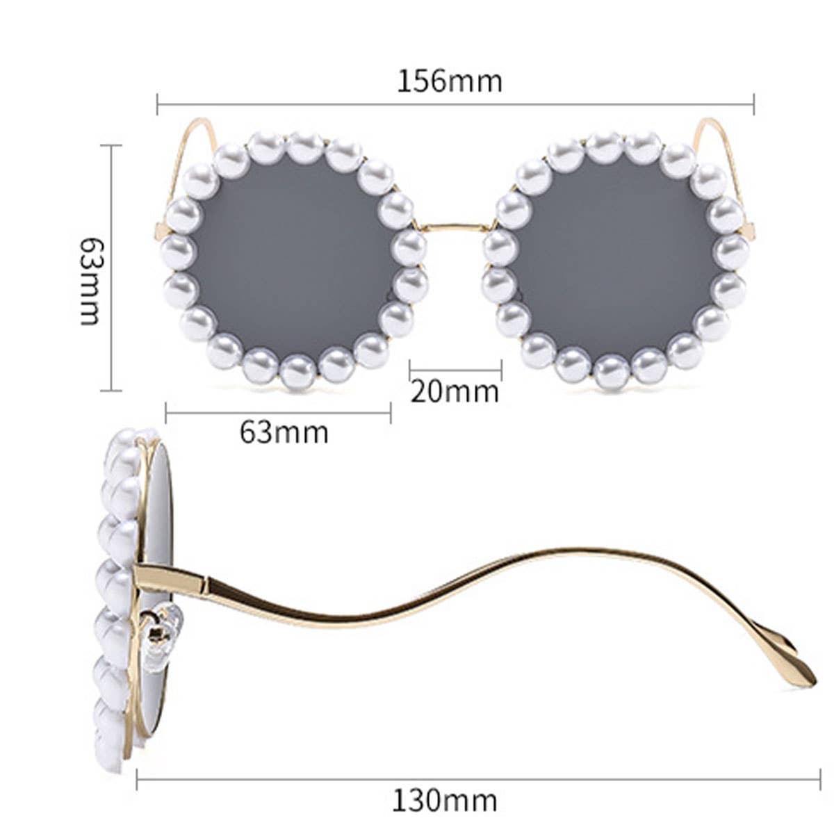 PEARL EMBELLISHED METAL ROUND GRADIENT SUNGLASSES_CWASG1174