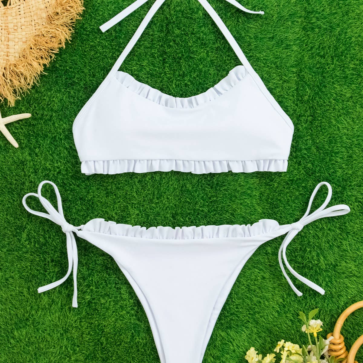 SEXY TIED BIKINI SET LACE HALTER BIKINI SWIMSUIT_CWMW0319