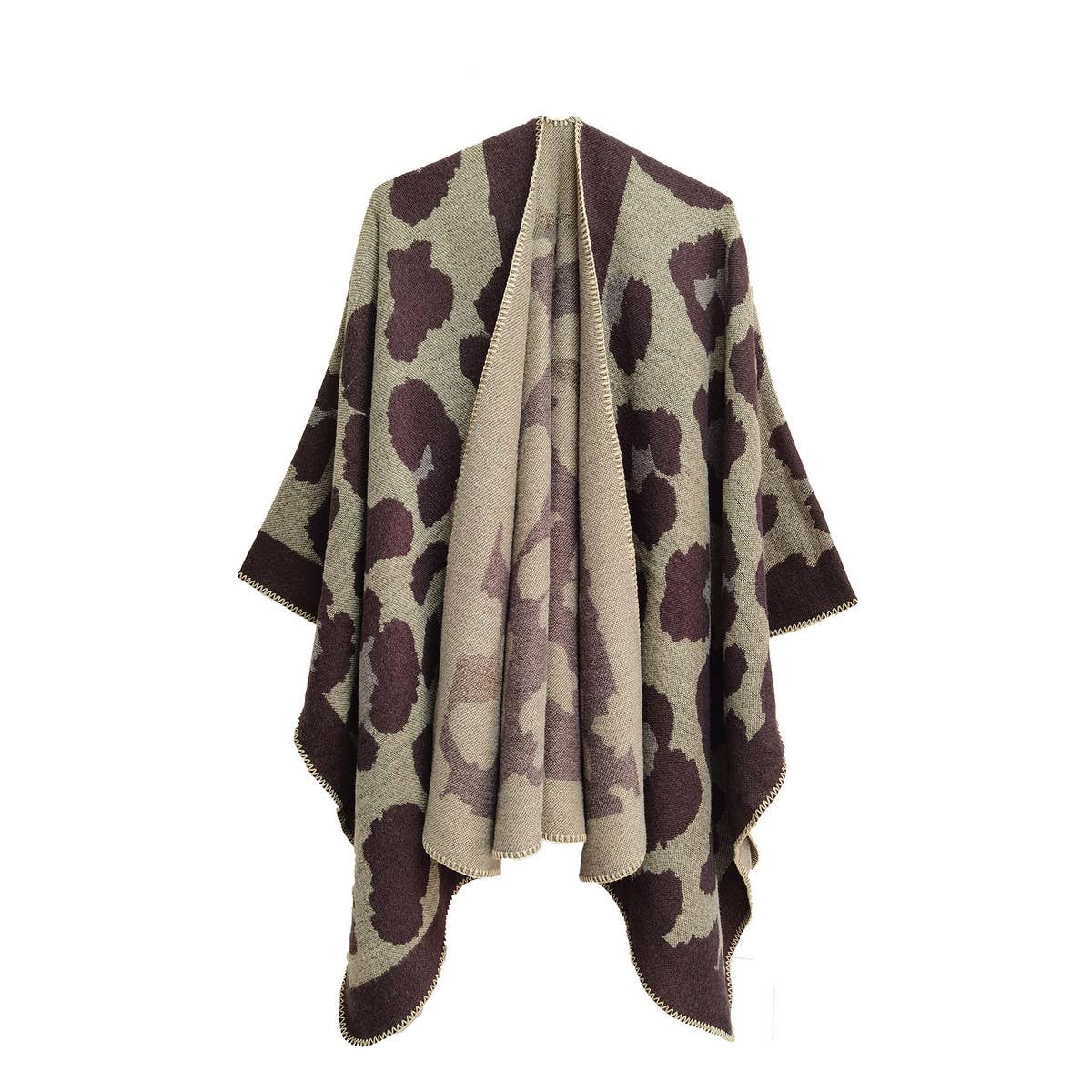 SPOT PATTERN MULTICOLOR WARM SPLIT CLOAK SHAWL_CWASC0297