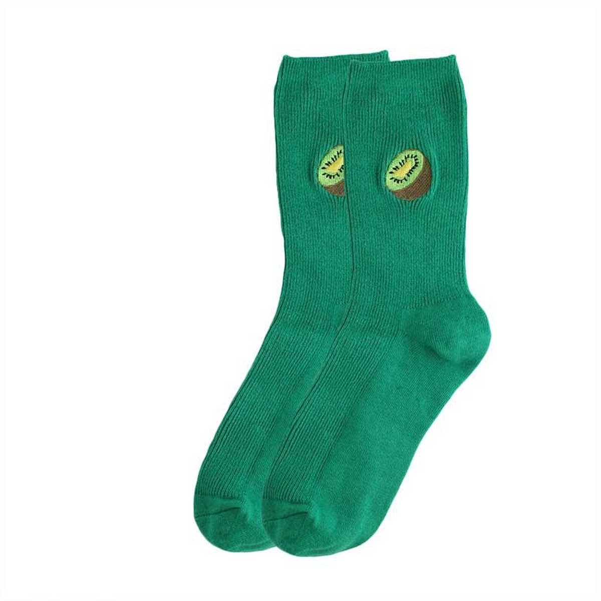 FRUIT EMBROIDERY PATTERN STOCKINGS CREW SOCKS_CWAH1116