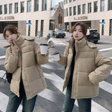 Solid-Color Hooded Cotton-Padded Jacket
