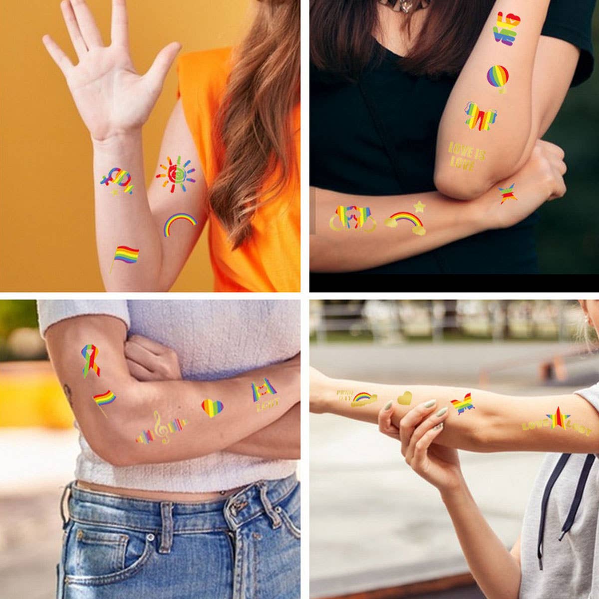 RAINBOW HEART SUN TATTOOS METALLIC FUN_CWMM8233