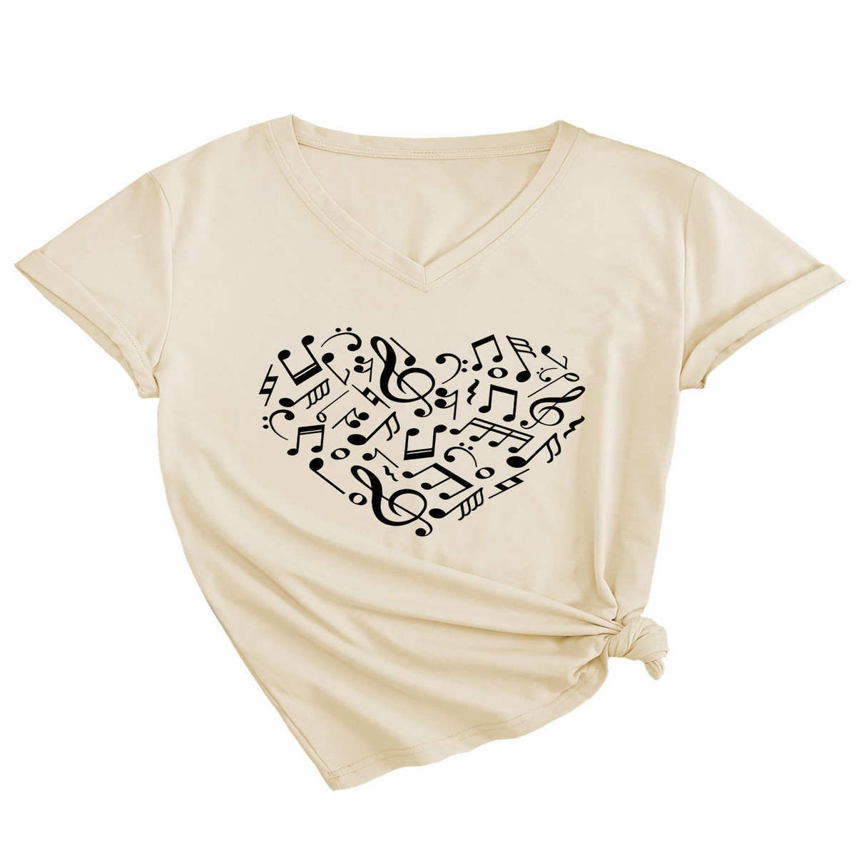HEART AND MUSIC V NECK T SHIRT RELAXED FIT_CWTTS1541