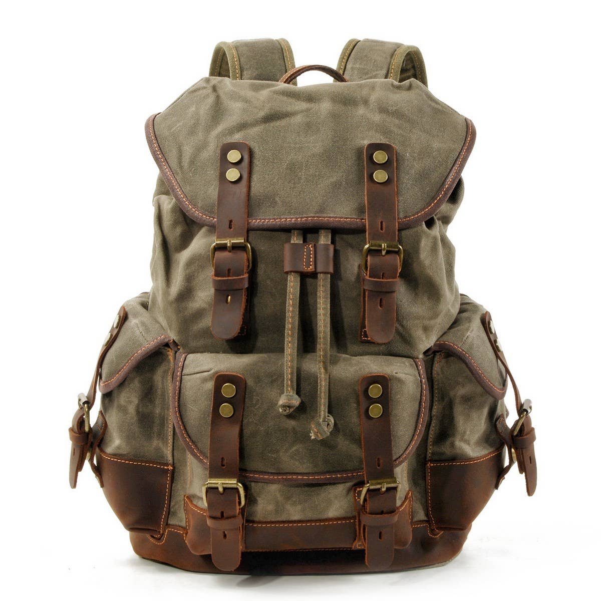 CANVAS LEATHER HIKING BACKPACK FOR SCHOOL TRAVEL_CWAB5518