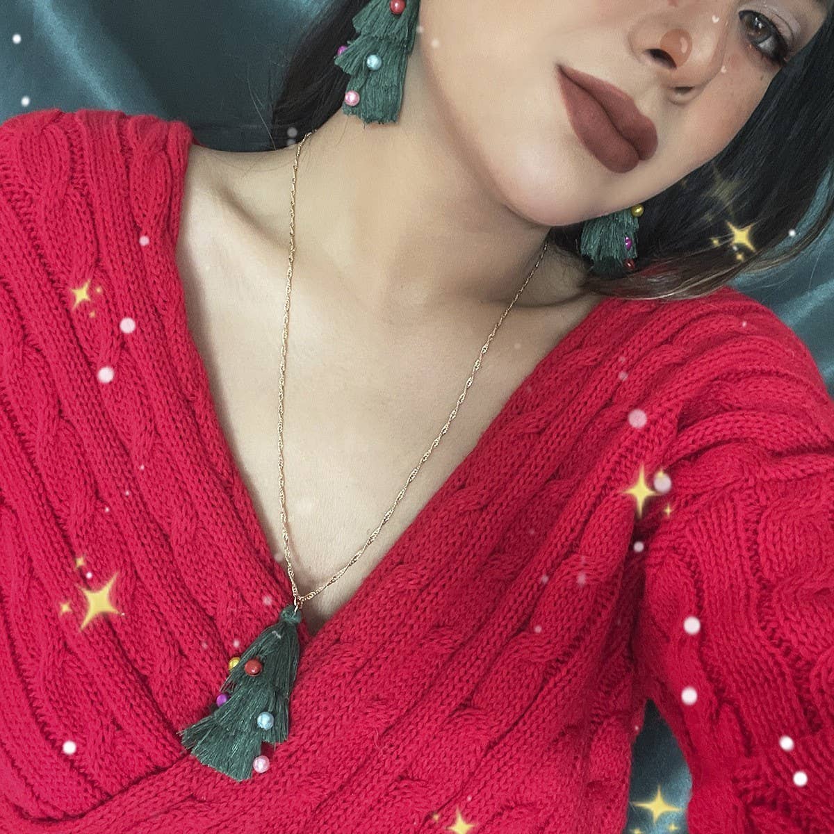 CREATIVE TASSEL CHRISTMAS TREE EARRINGS_CWAJE1491