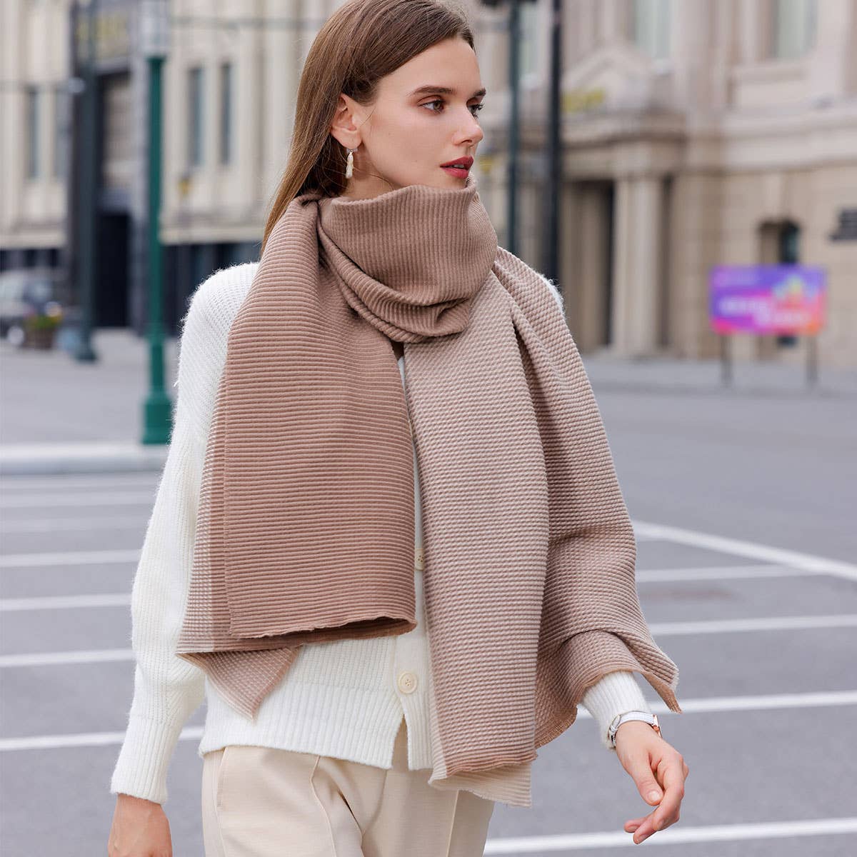 DOUBLE SIDED CRINKLE SCARF ELEGANT WINTER WRAP_CWASC0208