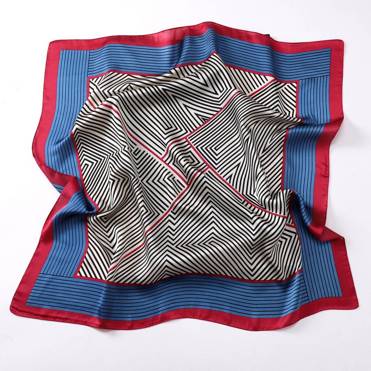 Vintage Letter Print Satin Square Scarf For Women_Cwasc0809