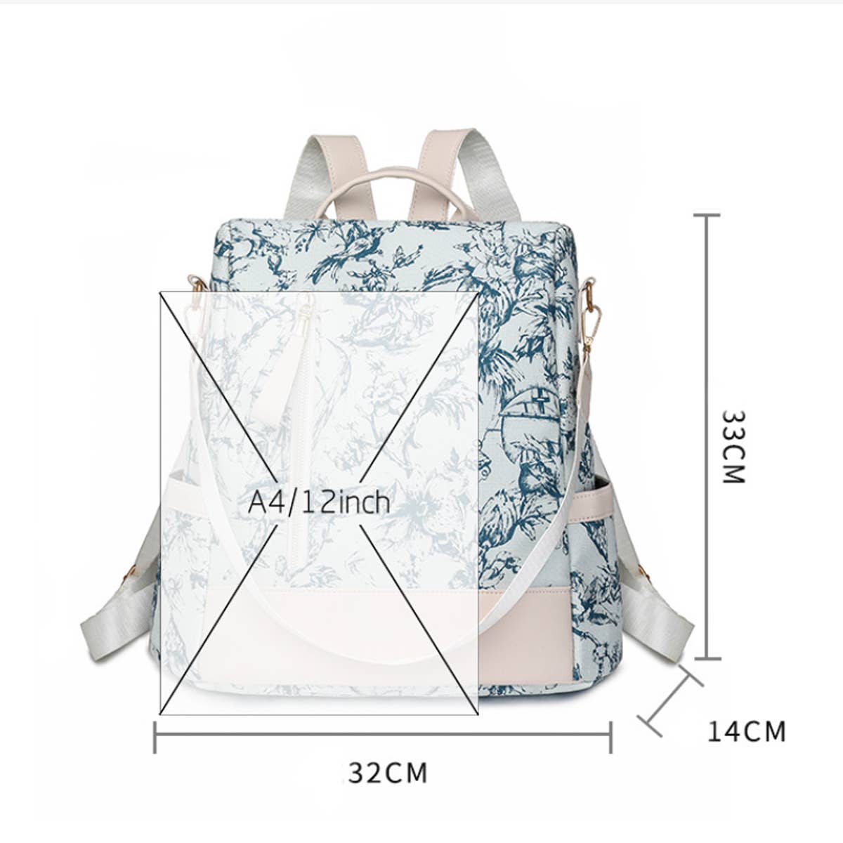 SIMPLE FLORAL LARGE CAPACITY BACKPACK_CWAB2898