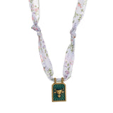 HANDMADE ZODIAC SILK SCARF NECKLACE WITH ENAMEL_CWMM8838